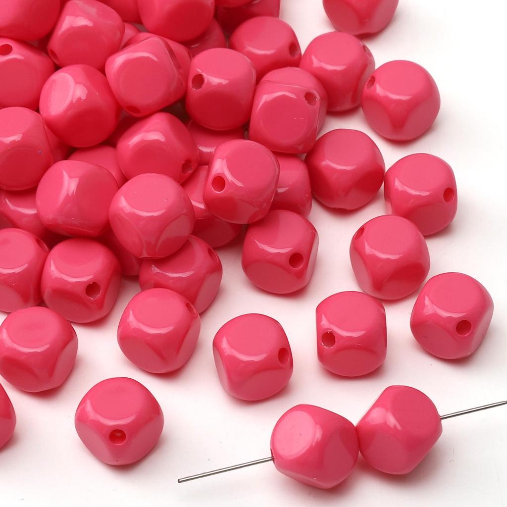 5Pcs Acrylic Spray Painted Square Shaped Beads Oblique Cut Surface Beads For DIY Necklace Bracelet Earrings Jewelry Making Craft Accessories