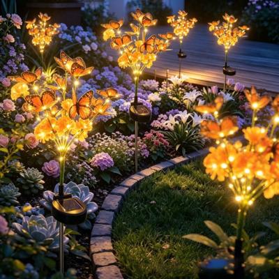 Artificial Butterfly Decor Butterfly Tree Stake Lights Outdoor Solar Landscape Lamp  Yard Pathway