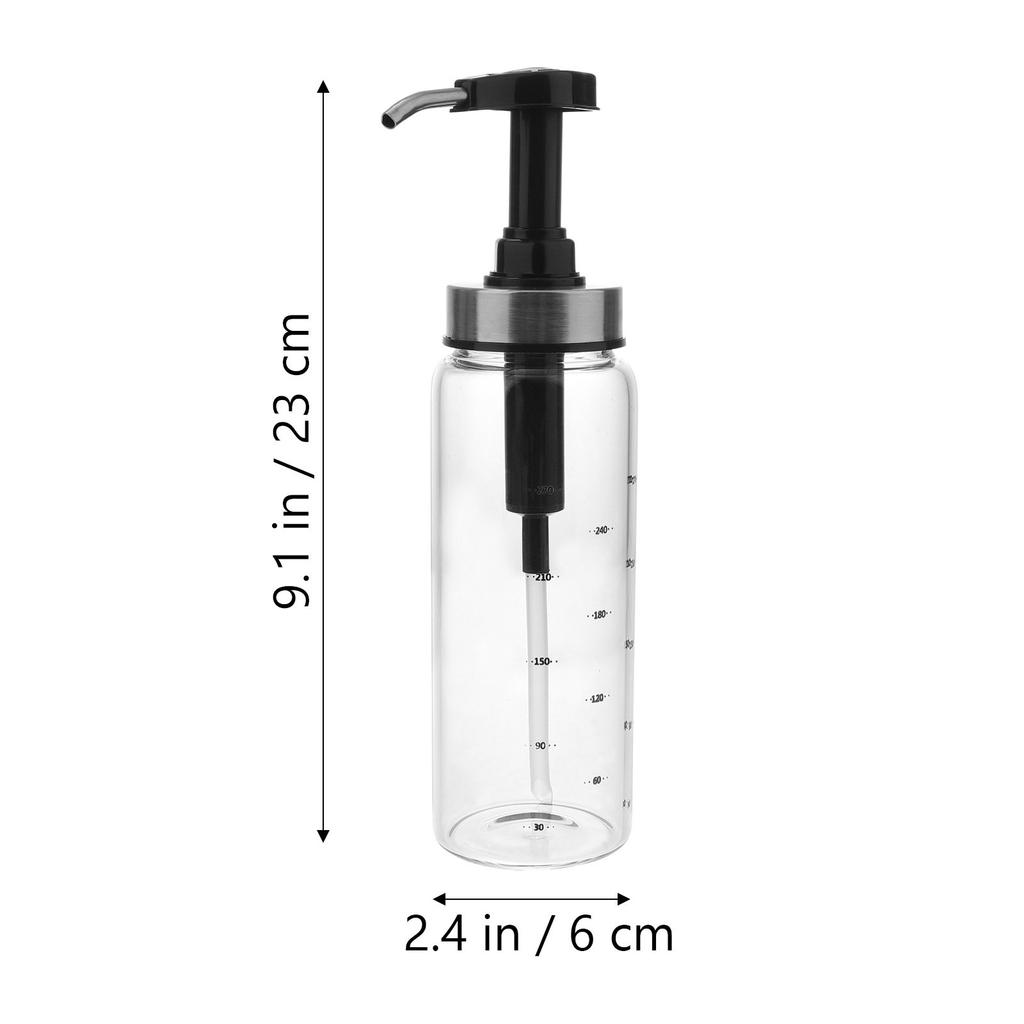 300Ml Premium Sauce Dispenser Bottle Glass Body Stainless Steel Pump Precision 8Ml Per Press for Jam Soy Sauce Vinegar Maple