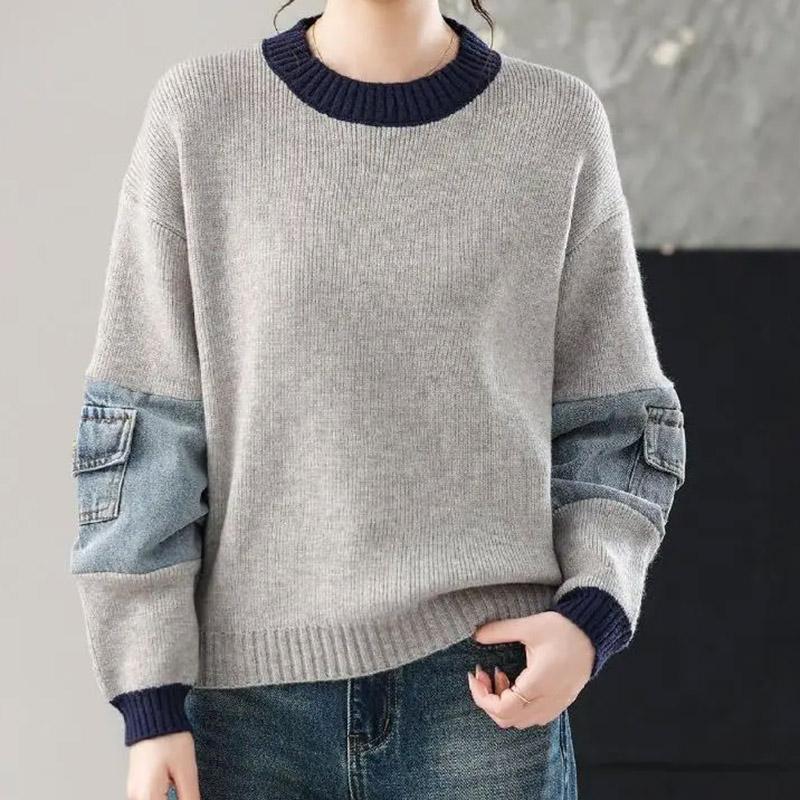 Sweater for Women Autumn Winter Thickened Pullover Warm Knitted Stretchy Long Sleeve Oversize Jumper Tops