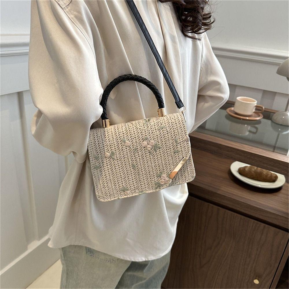 Mode Rattan Strohtasche Große Kapazität Handgefertigte Flecht-Handtaschen Böhmische Schulter-Umhängetasche für Damen Mädchen