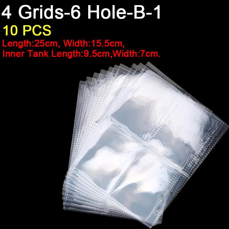 10PCS Inner Page Photocard Binder Multi-Pockets Kpop Sleeves Photo Album Page Idol Photo Card Protector Book 1/4 Grids 3/6 Holes