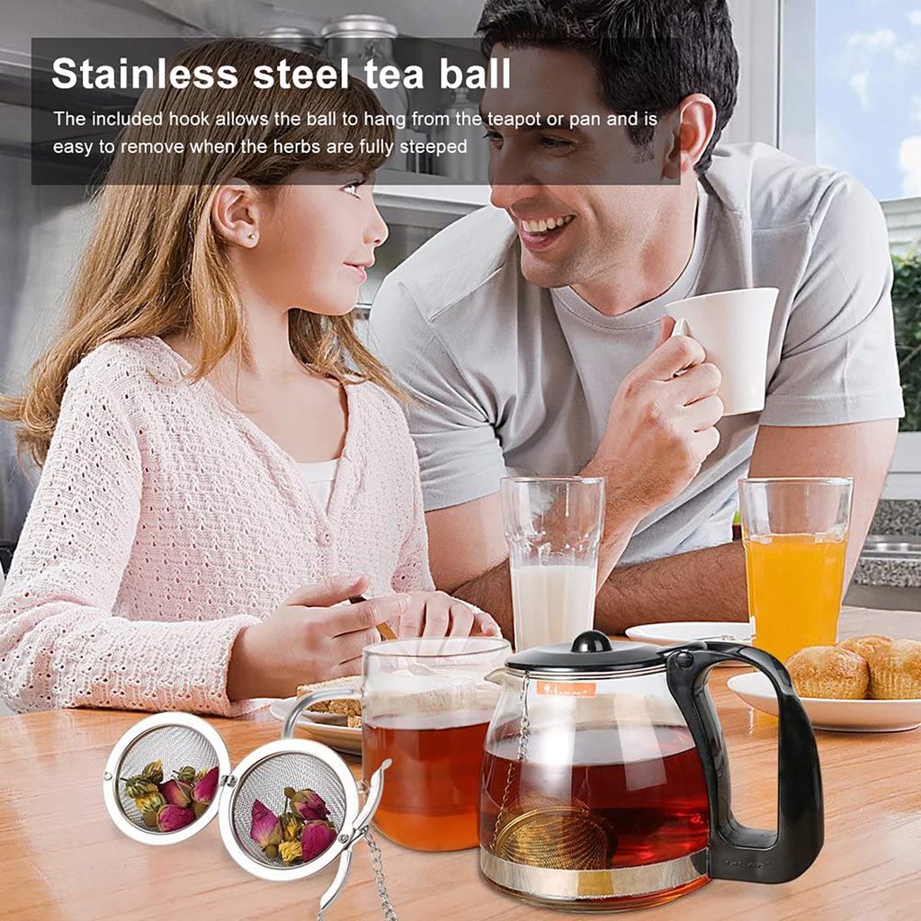 2-8PCS Stainless Steel Flavored Filter Ball Tea Filter Ball Soup Filter Ball with Extension Ehain Hook for Loose Tea Herbal Spic