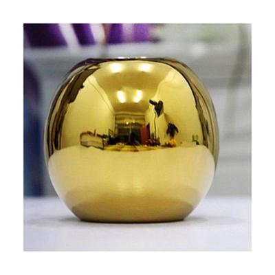 Modern Brief Gold Color Ceramic Craft Bottle Round Ball Small Flower Vase Silver  Art Floral Organ Home Accessories Desktop