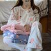 Warm Thickened Women Casual Loose Bear Bow Tie Apple Pajamas Set Sweet Cute Homewear Can Be Worn Outside Fall Winter Outfit