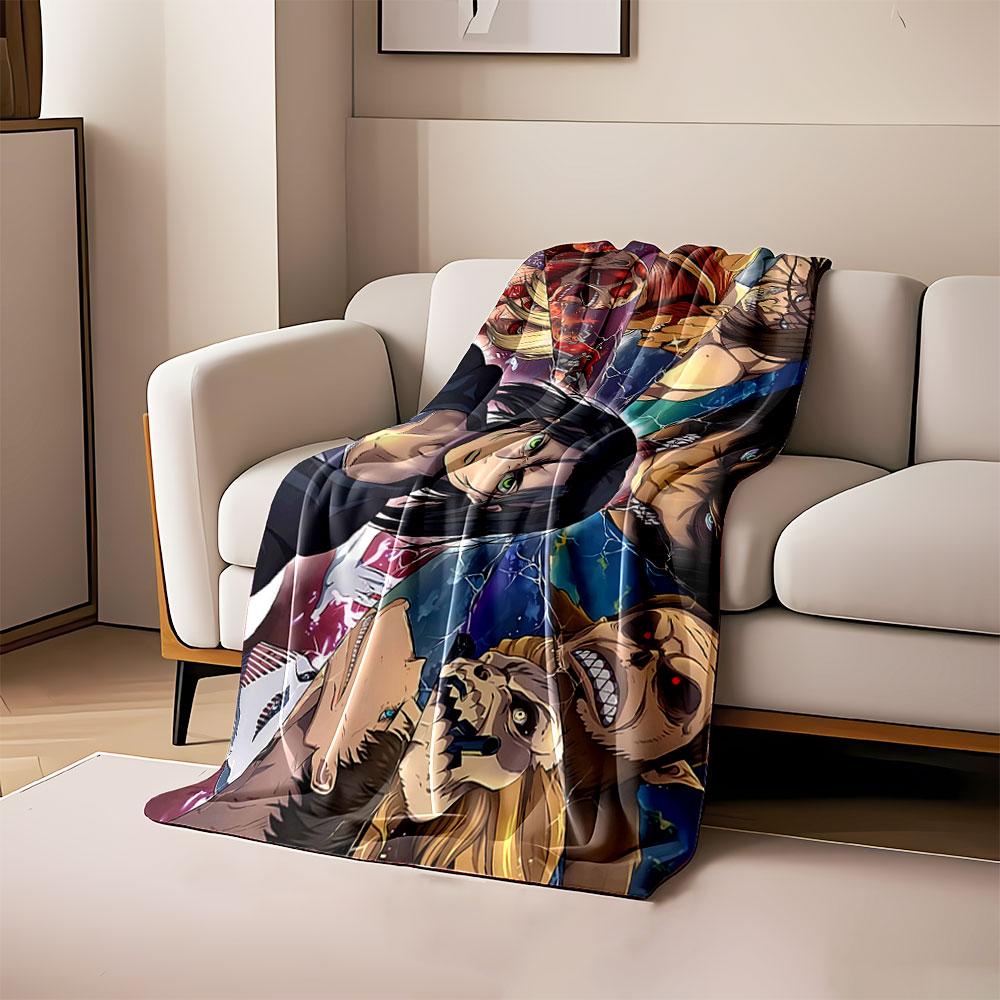 

A central figure surrounded by shards of powerful titan characters. for all seasons blanket lunch break throw gift 80cm x 120cm