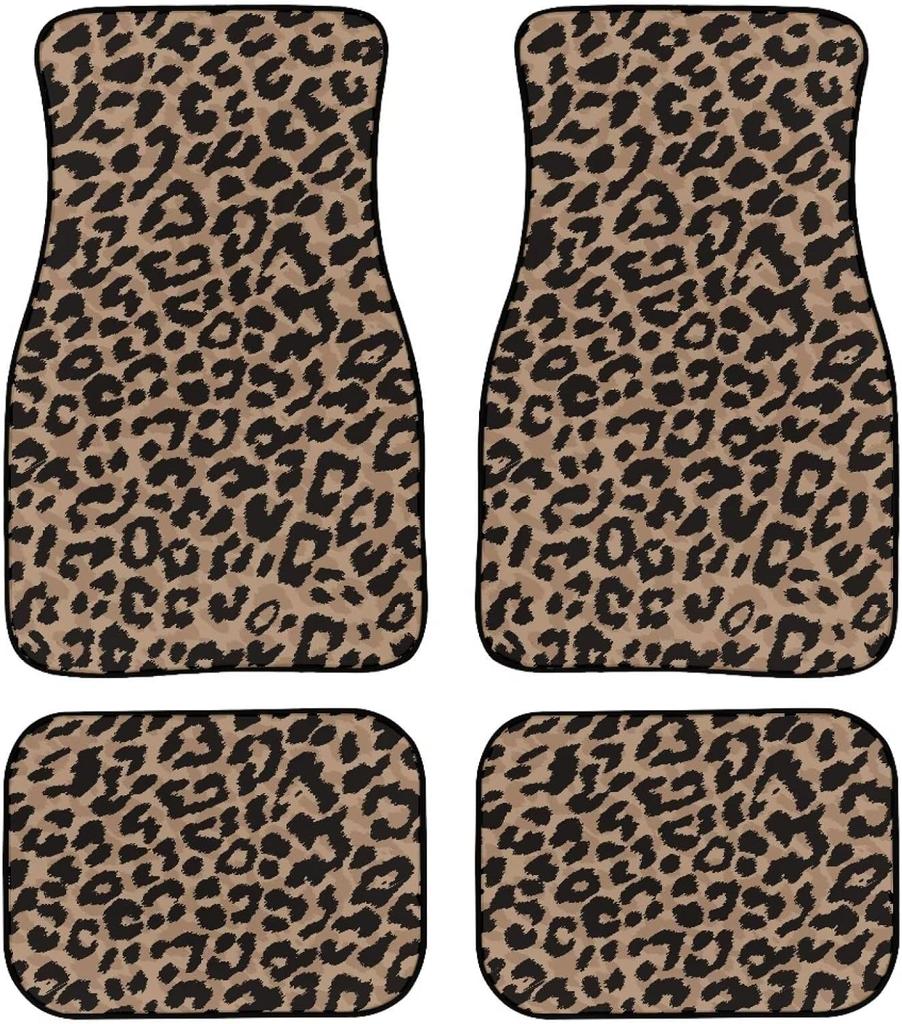Universal Fit Auto Carpet Floor Mats Set of 4 for Women Girls Decorative Boho Floral Print Car Floor Mats Front & Rear Liners Set