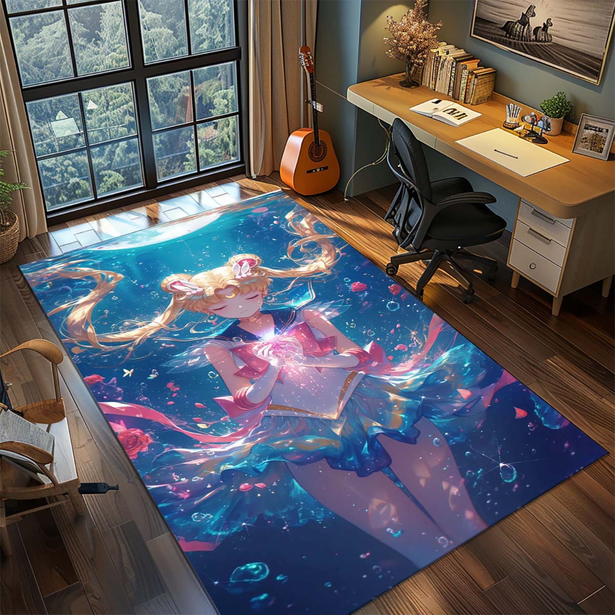 

Sailor Moon Anime Rug Carpet Large Area Rug Non Slip Washable Floor Mat Gamer Room Bedroom Home Decor 60x90cm