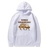 New World Wildlife Day hoodie sleeping bear print sweatshirt sweater autumn and winter velvet