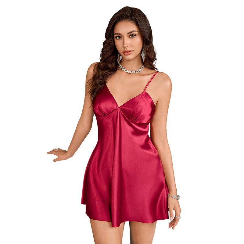 Letní móda Dámská ležérní a pohodlná krátká noční košilka, šaty na ramínka, sexy šaty