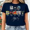 Camisetas Casuales de Algodón con Estampado de Bad Bunny para Adultos Mujeres Mangas Cortas