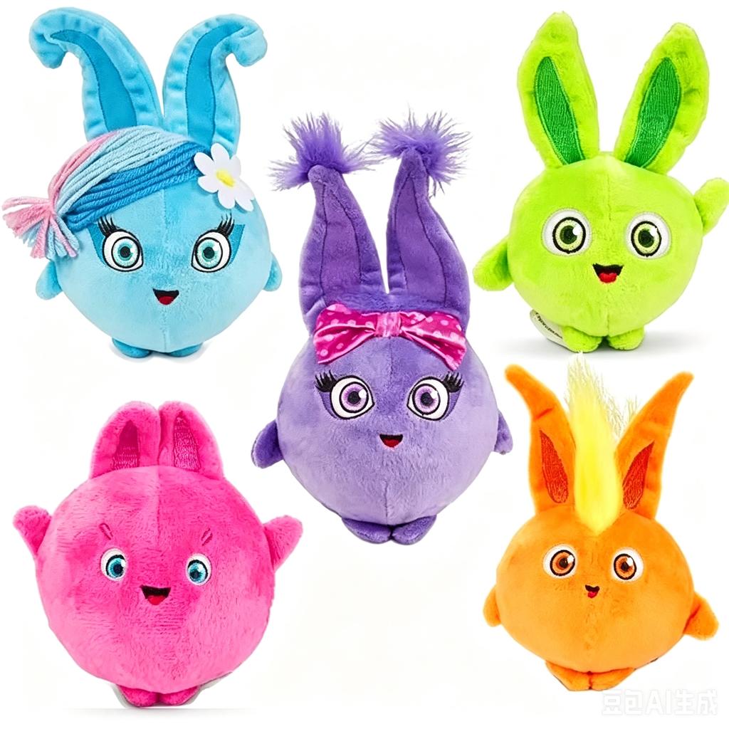 5Pcs/Lot Cute Sunny Bunnies Plush Toys Cartoon Solar Bunny Plushie Doll Stuffed Animals Kids For Baby Girls Kids Birthday Gifts