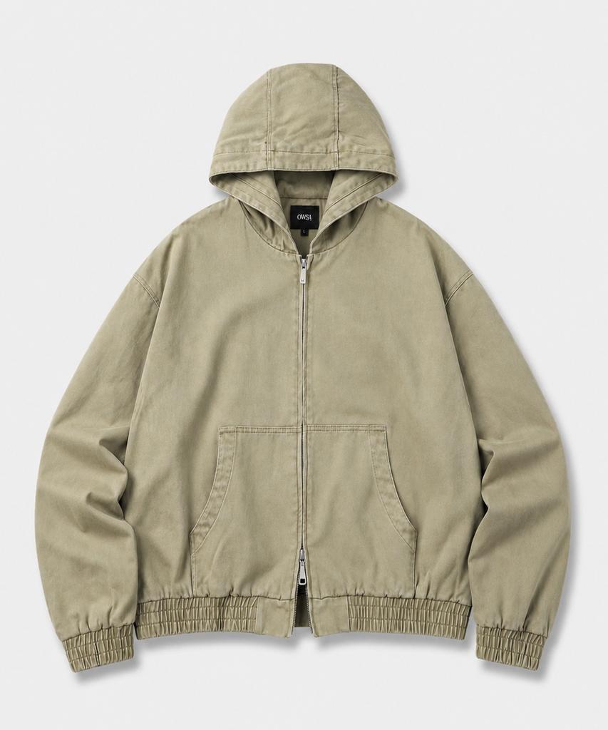 OWSA Two-Way Cotton Hooded Zip-Up Jacket - Beige