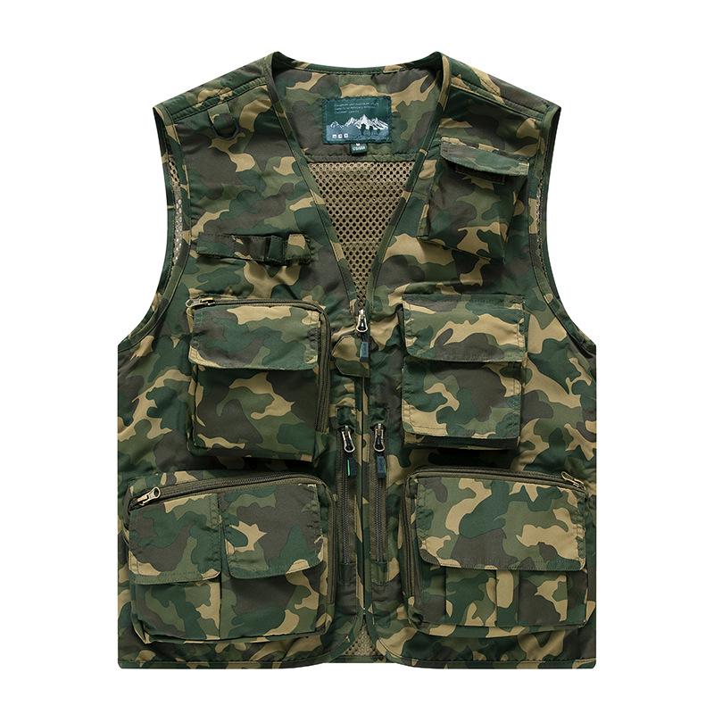 

Men s Quick-Dry Multi-Pocket Mesh Fishing and Photography Vest 7XL хакі/камуфляжний