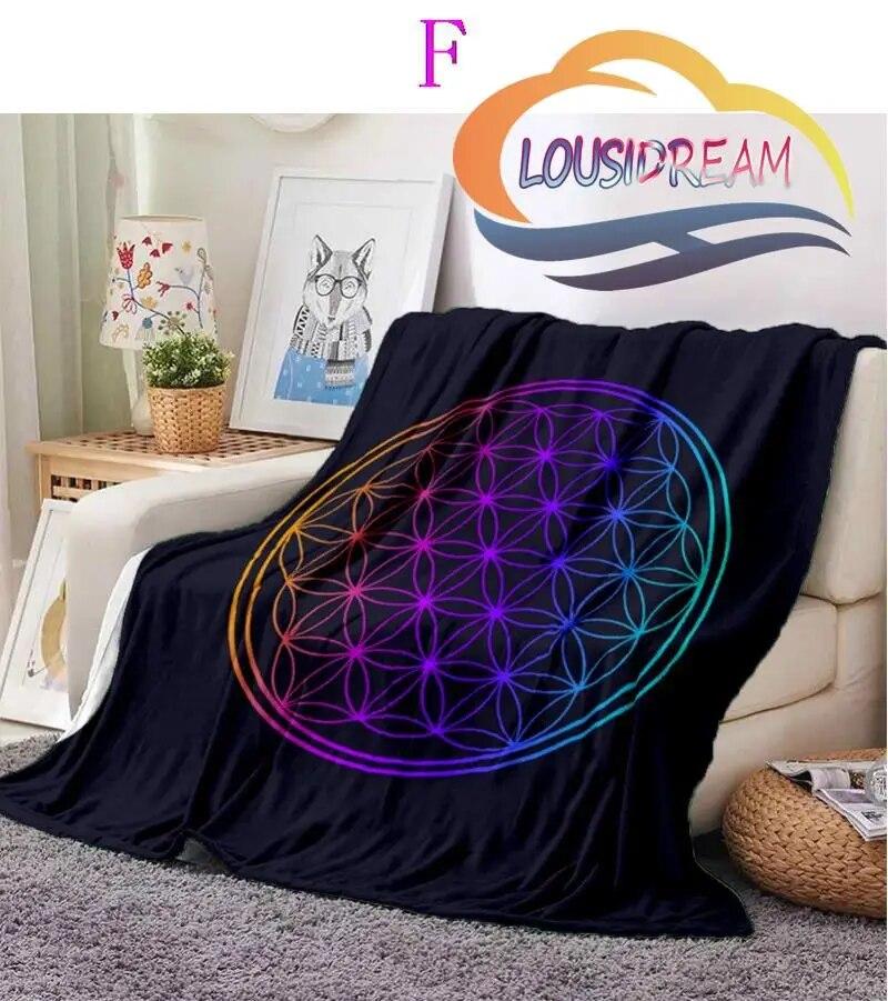 Sacred Planet Geometry Atomite Flower of Life Flannel Warm and Soft Plush Sofa Bed Blanket Throw Blanket   for Picnic