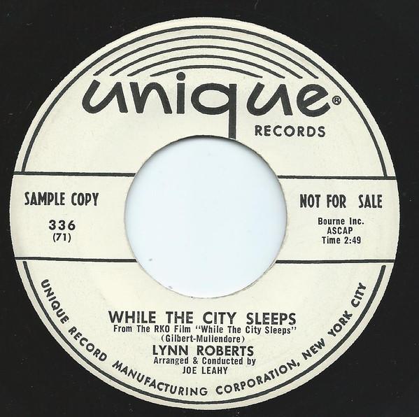 

7inch Record LYNN ROBERTS - While The City Sleeps 336 Unique Records US Jazz Used