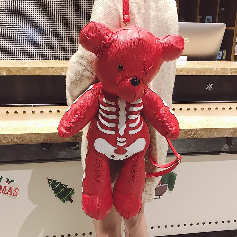 

Pu foreign trade explicit four-color big bear double back Japan and South Korea 2025 new literary girl personality single shoulder crossbody backpack 18 inches. срібний