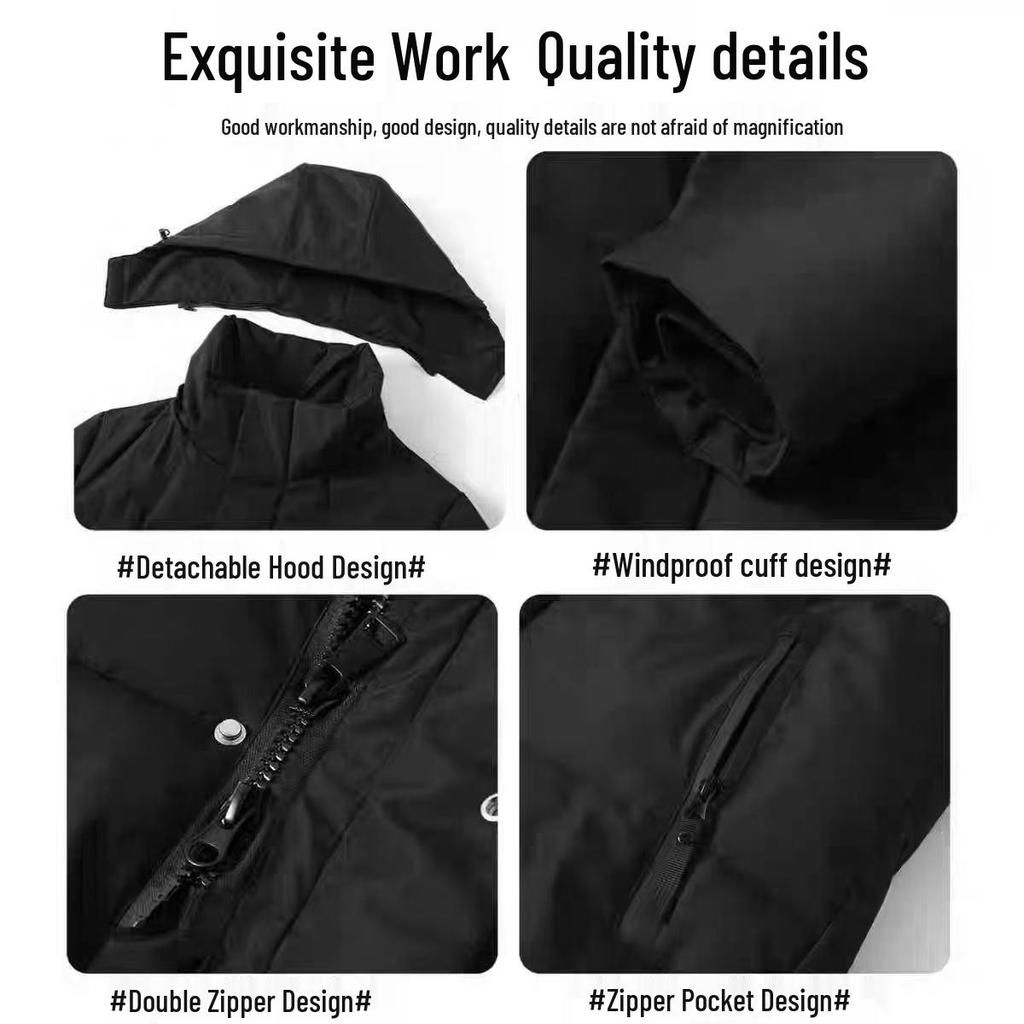 Men's Over-the-Knee Winter Cotton Jacket - Mid-Length, Thick, Warm, Cold-Proof for Students