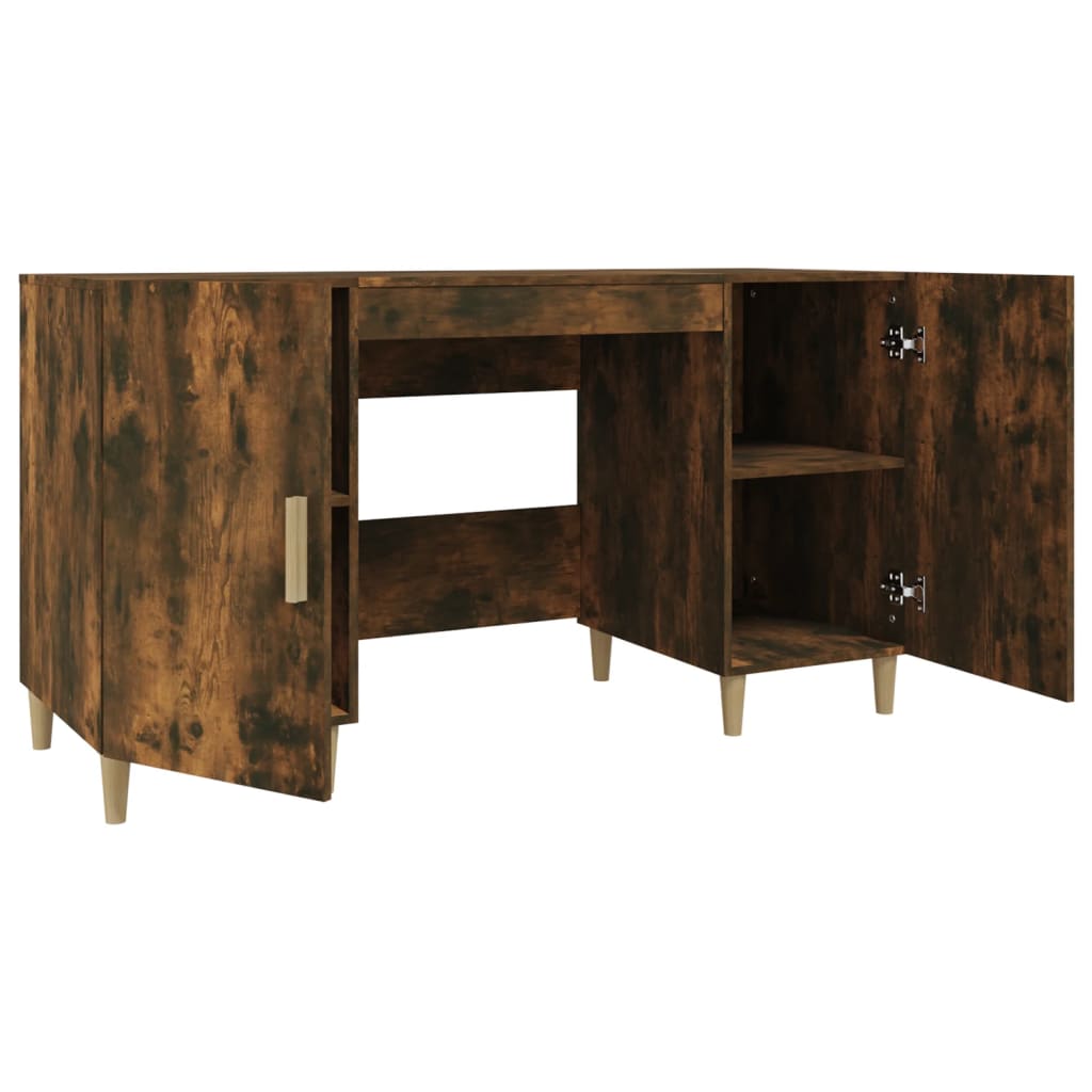 Vidaxl Desk, Smoked Oak, 140X50X75 Cm, Wood-Based Material