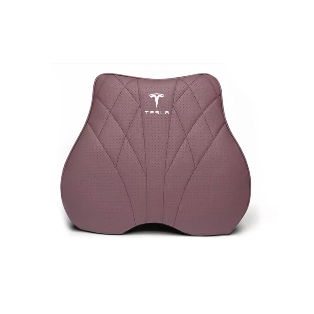 Car Leather Seat Headrest Lumbar Back Support Cushion Neck Pillow For Tesla Model 3 Model Y Model S X Cybertruck Roadster SpaceX