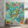 Beach Turtle Shower Curtain Blue Green Yellow Ocean Animal Design for Bathroom Decor Waterproof Polyester Fabric 72x84inches