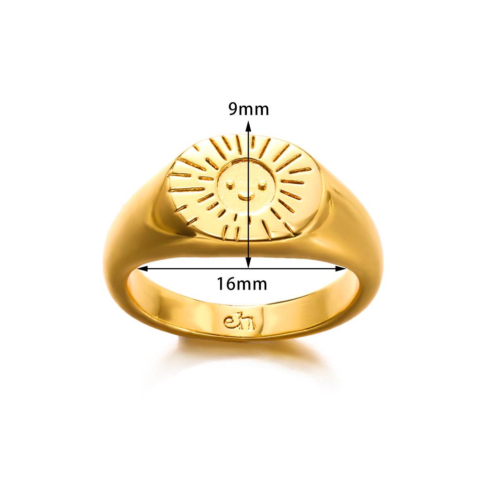 Stainless Steel Sun Smile Rings Gold Finger Rings For Women Classic Fashion Couple Jewelry Best Friend Gift Wholesalers