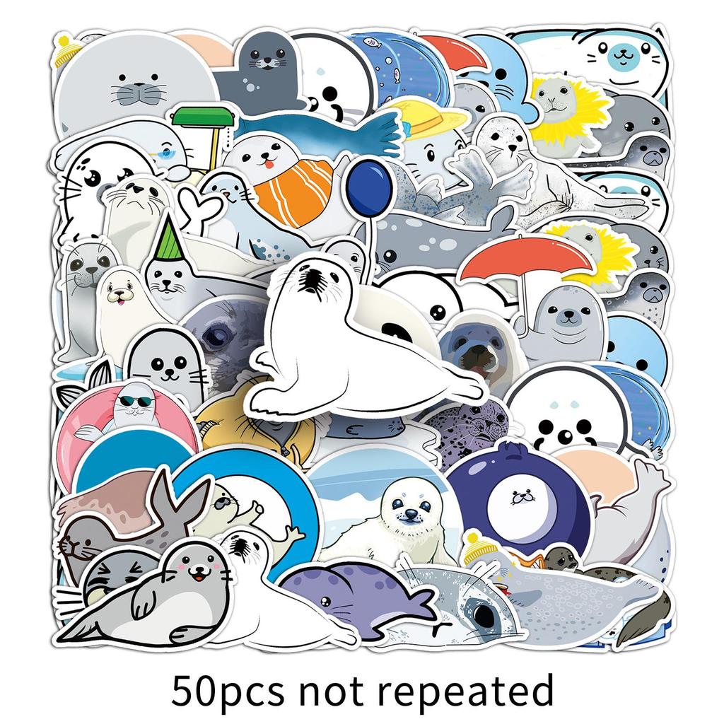 50 Cartoon Cute Animal Waterproof Stickers for Water Bottles, Journals, and Notebooks