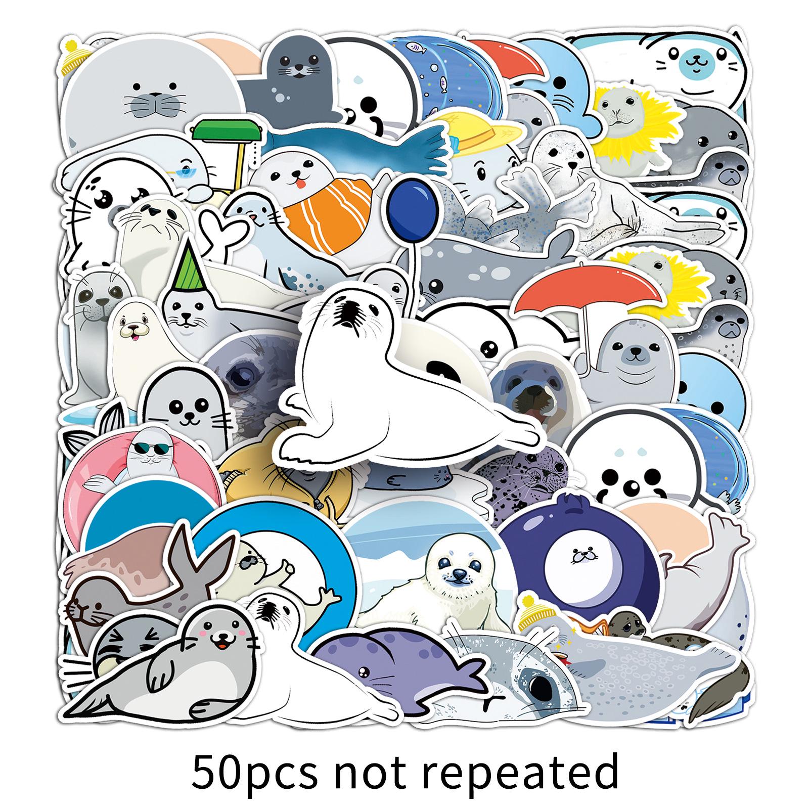 

50 Cartoon Cute Animal Waterproof Stickers for Water Bottles, Journals, and Notebooks