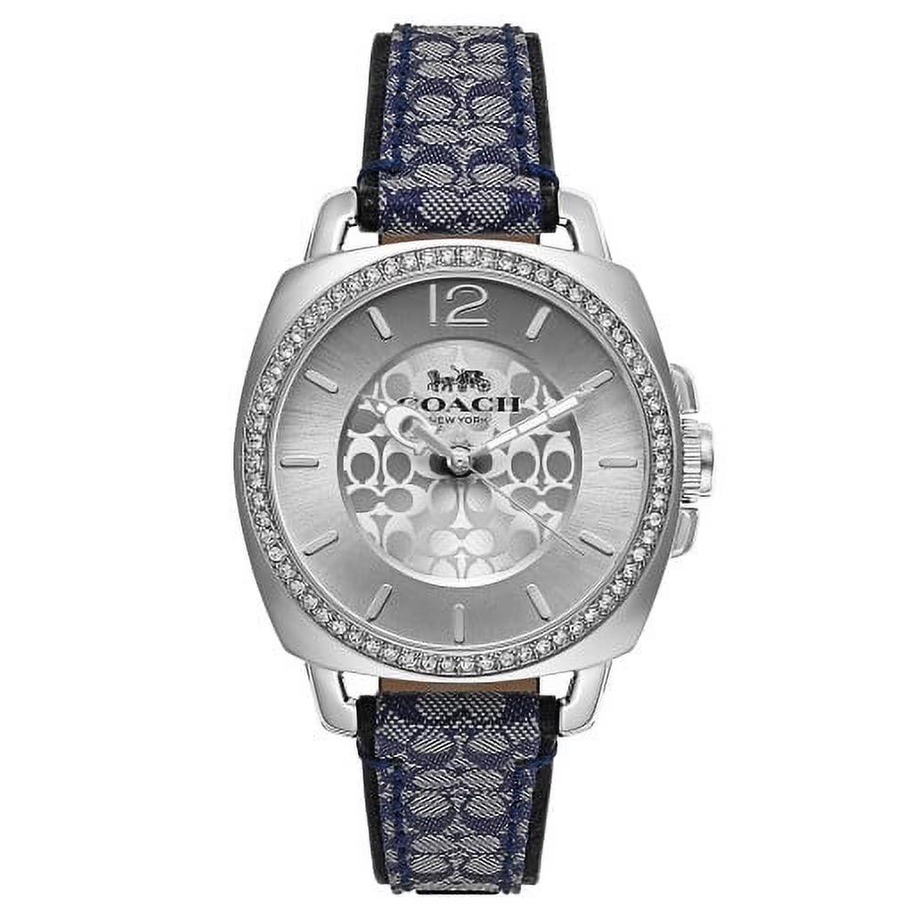 

Часы Coach Boyfriend с кристаллами на циферблате и синим ремешком сsignature 14503149 серебряный