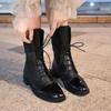 Patent Leather Women Boots British Style Flat Boots Black Pointed Toe Boots Handsome Motorcycle Boots Women's Boots Big Size 43