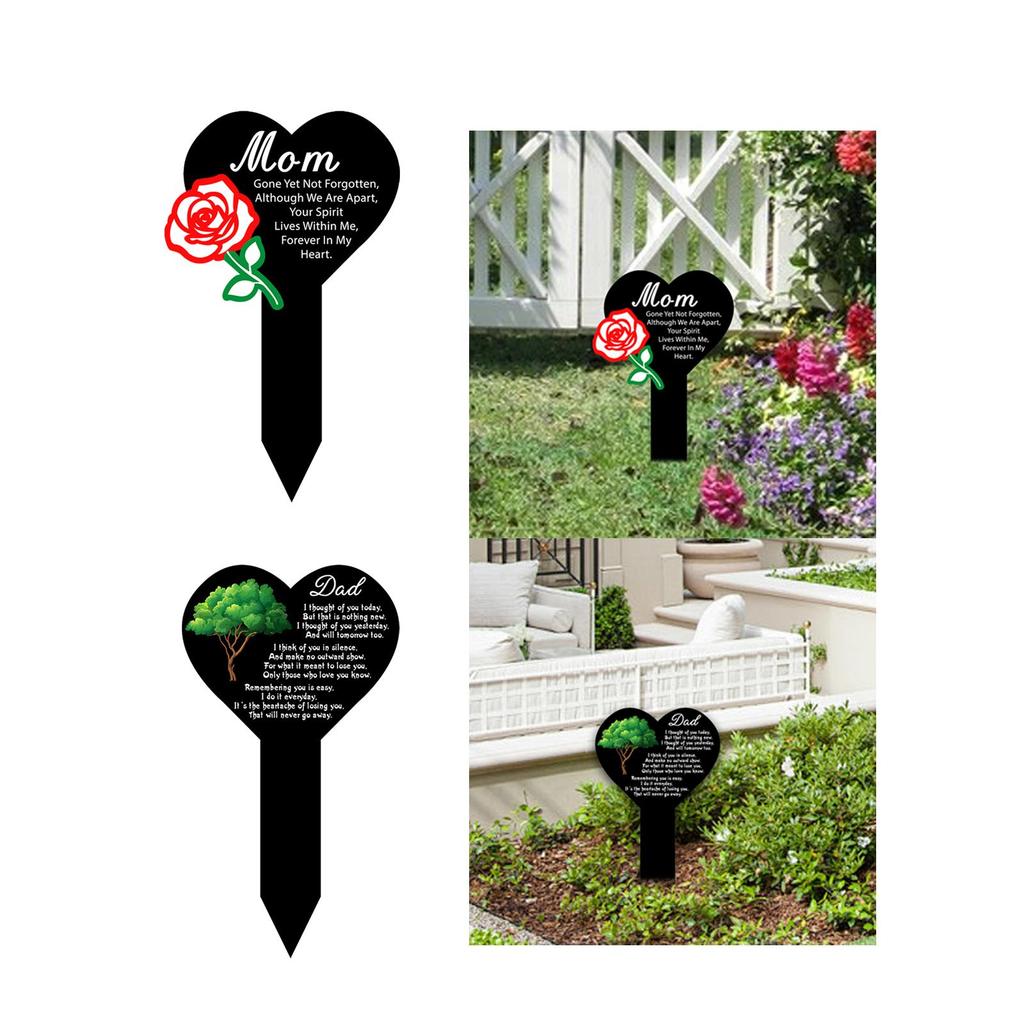 Cmentarny Nagrobny Znak Oznaczenie Akrylowe Serce Pamiątkowa Tabliczka Pamięci Palik do Dziedzińca Podwórka Rodzinny Cmentarz Pogrzebowy Trawnik