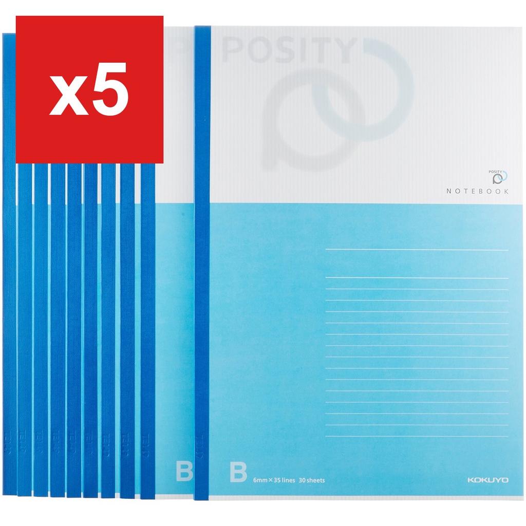 KOKUYO Posity Notebook, Semi-B5, B-Ruled, 30 Sheets, 10-Book Set, P3No-31BX10