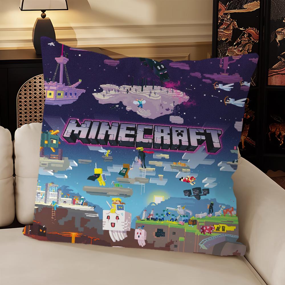 Classic Game Sofa Living Room Bedroom Headboard Backrest Cushion Square Cushion Nap Time M-Mine Block C-Crafts Pillow Case