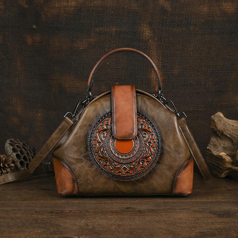 

Johnature Винтажные сумки через плечо с тиснением в виде тотема для женщин, большая вместимость, универсальная сумка кофейный