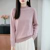Womens Soft Andy Fleece Half Turtleneck Knit Sweater Long Sleeve Solid Color Crochet Detail Casual Top