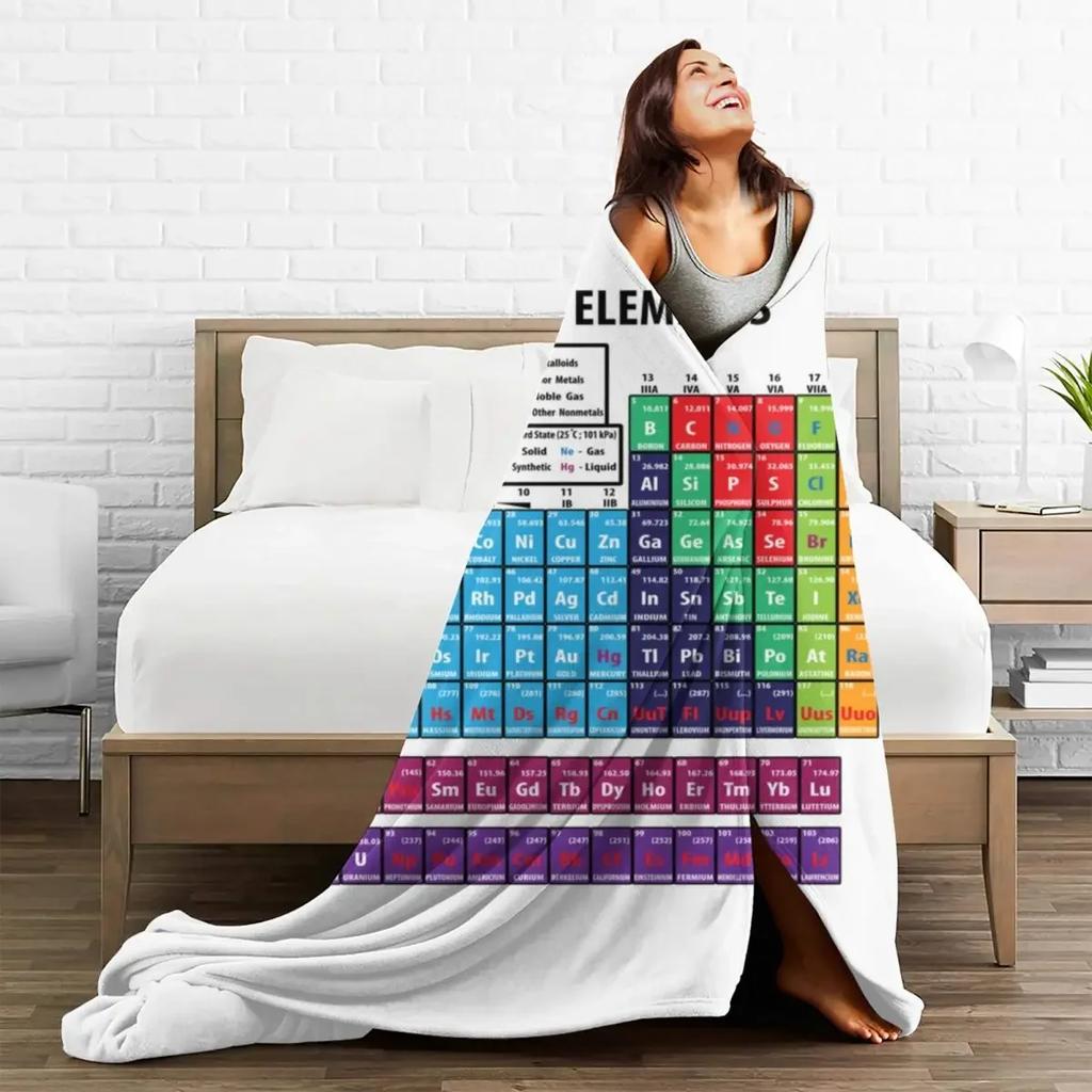 Periodic Table Of Elements Chemistry Warm Soft Blanket Nature Camping Throw Blanket Spring Flannel Bedspread Sofa Bed Cover