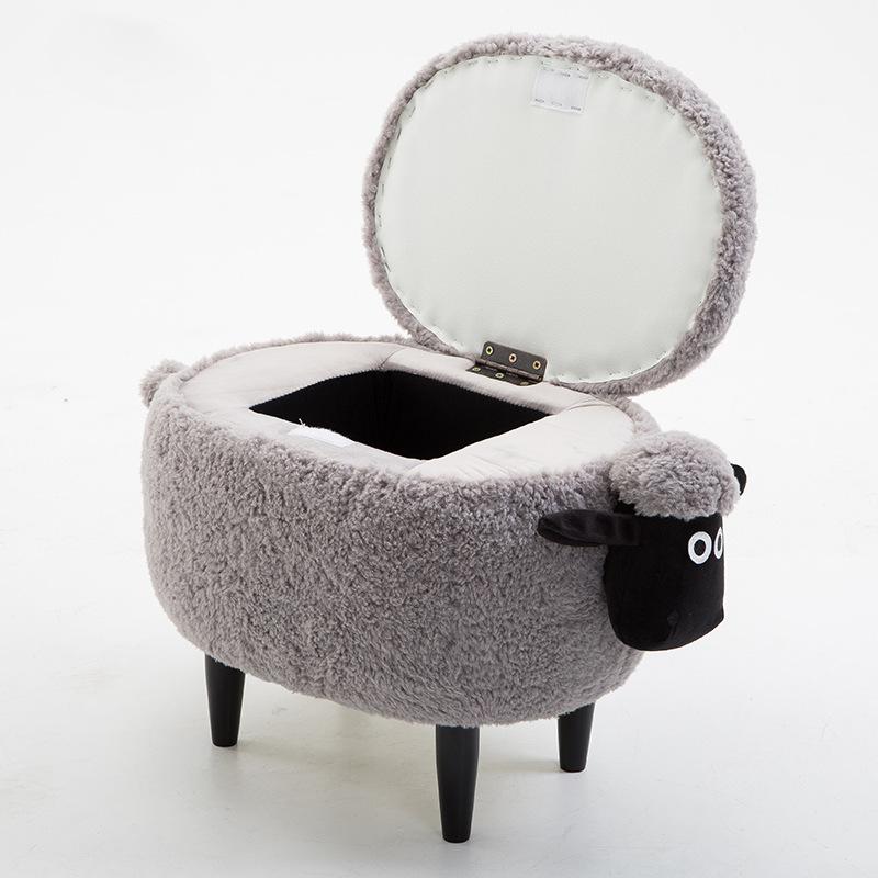 Solid Wood Creative Sheep Storage Stool Makeup Stool Living Room Change Shoe Bench Dressing Table Stool Storage Sofa Stool
