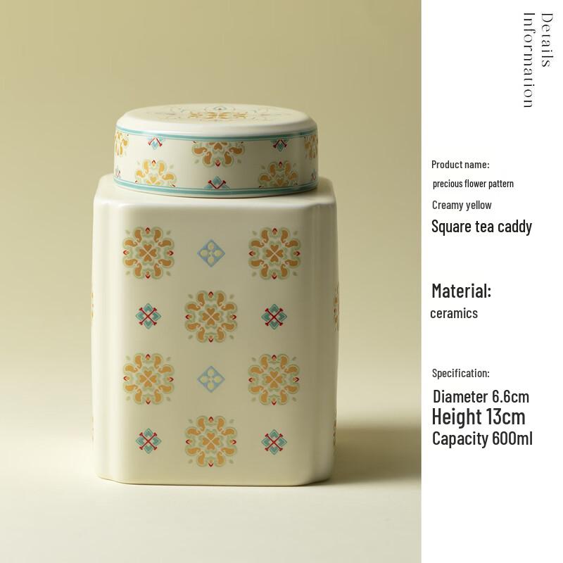 

Shangqi Baoxiang Flower Pattern Ceramic Tea Caddy