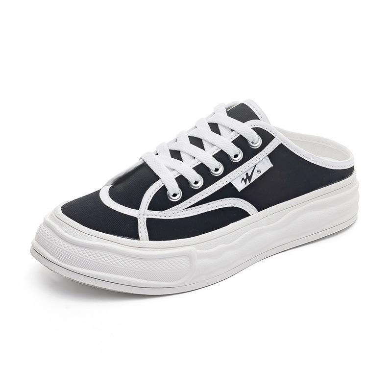 Tide half-drag canvas shoes women's spring new breathable Korean version platform casual shoes children 5