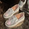 Fashion Brand Design Glitter Bowknot Loafers Women 2025 Summer Comfort Soft Sole Slip On Casual Shoes Luxury Sequin Cloth Sneakers