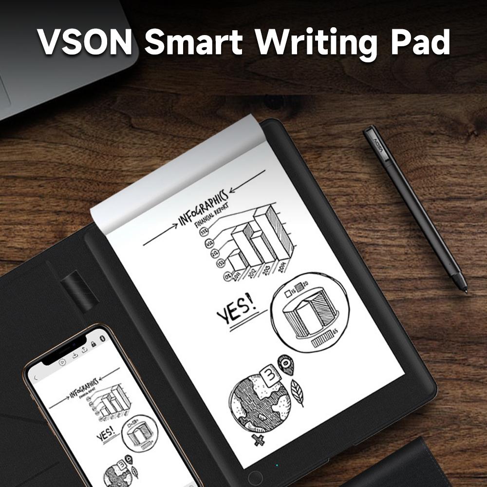 

VSON WP9623 Smart Writing Pad Notebook with 8192- Pressure Sensitivity Ballpoint Pen 150 Pages Offline Storage Protective Case
