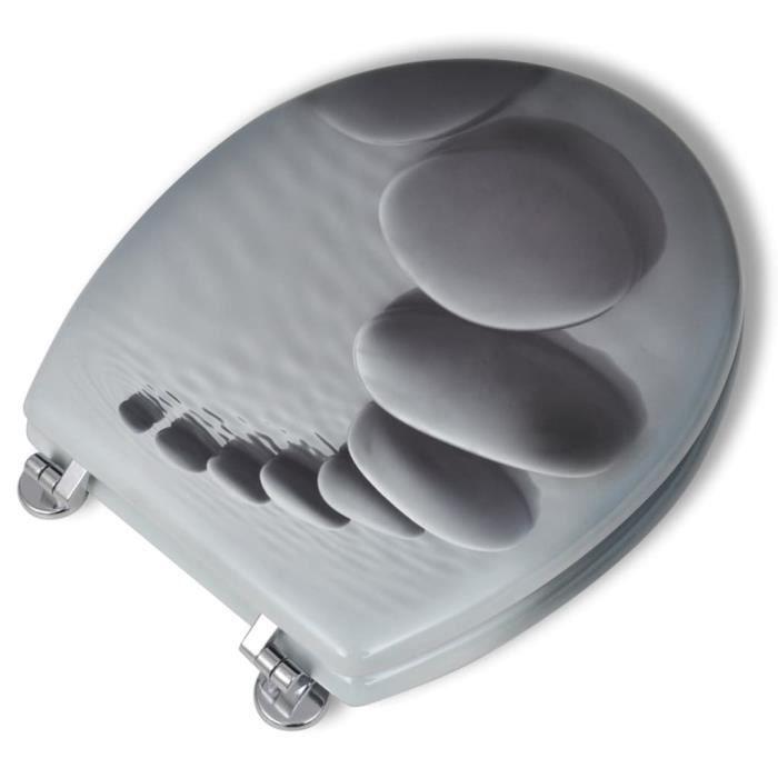 VidaXL Sièges de toilette avec couvercles 2 pcs MDF Pierres