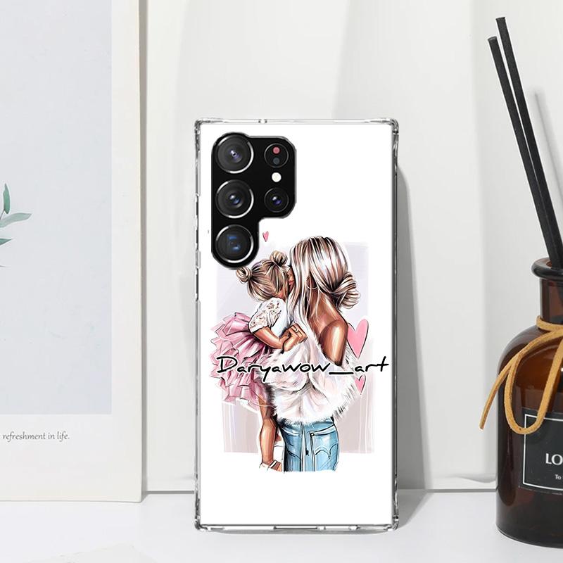Mom Baby Girls Phone Case For Samsung Galaxy S26 S25 Edge S24 FE S23 S22 Ultra S21 Plus S20 + Art Fundas Back Cover Galaxy S24 S