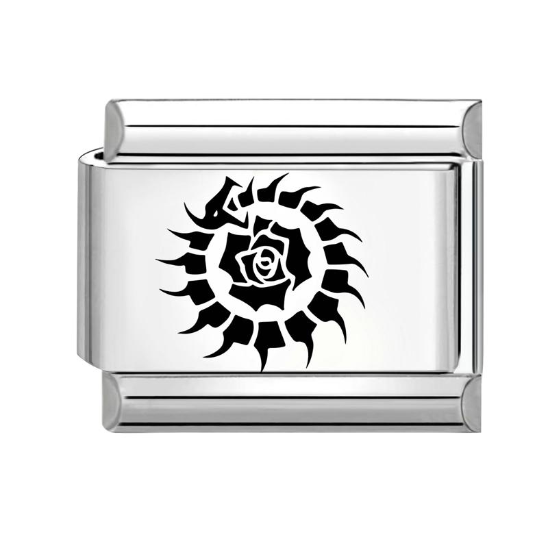 Fashion Girls' Eye Cake Sunset Butterfly Flower Cat Laser Engraving Charm Links Fit 9mm Stainless Steel Bracelet DIY Making Gift
