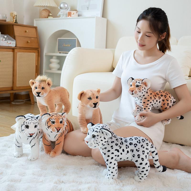 Suport de simulare de 30 cm, leu, tigru, leopard, jucării de plus, pentru decorarea casei, animale drăguțe, păpuși, moale, ca pernă, cadou pentru băieți