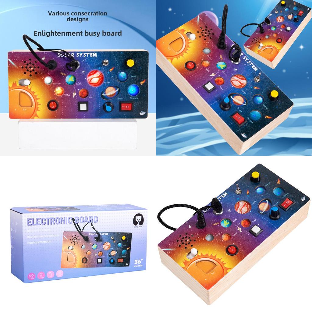 Wooden Solar System Busy Light Circuit Board Educational Toy For Early Learning