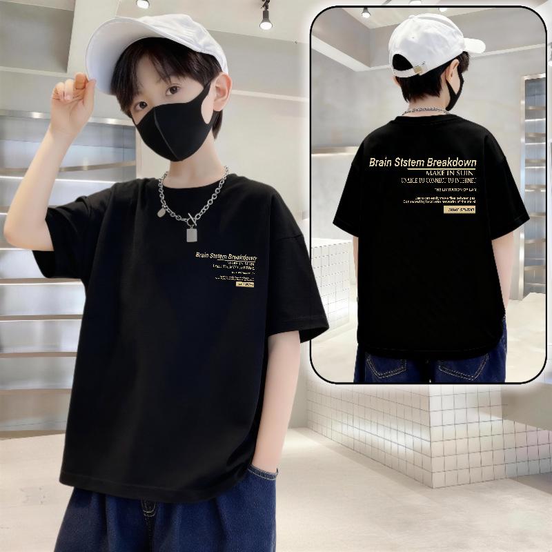 Boys' Trendy Cotton Letter Print Summer T-Shirt