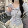 Autumn Winter 2026 Korean Style Lace Bow Two-Piece Long Sleeve Women's Top