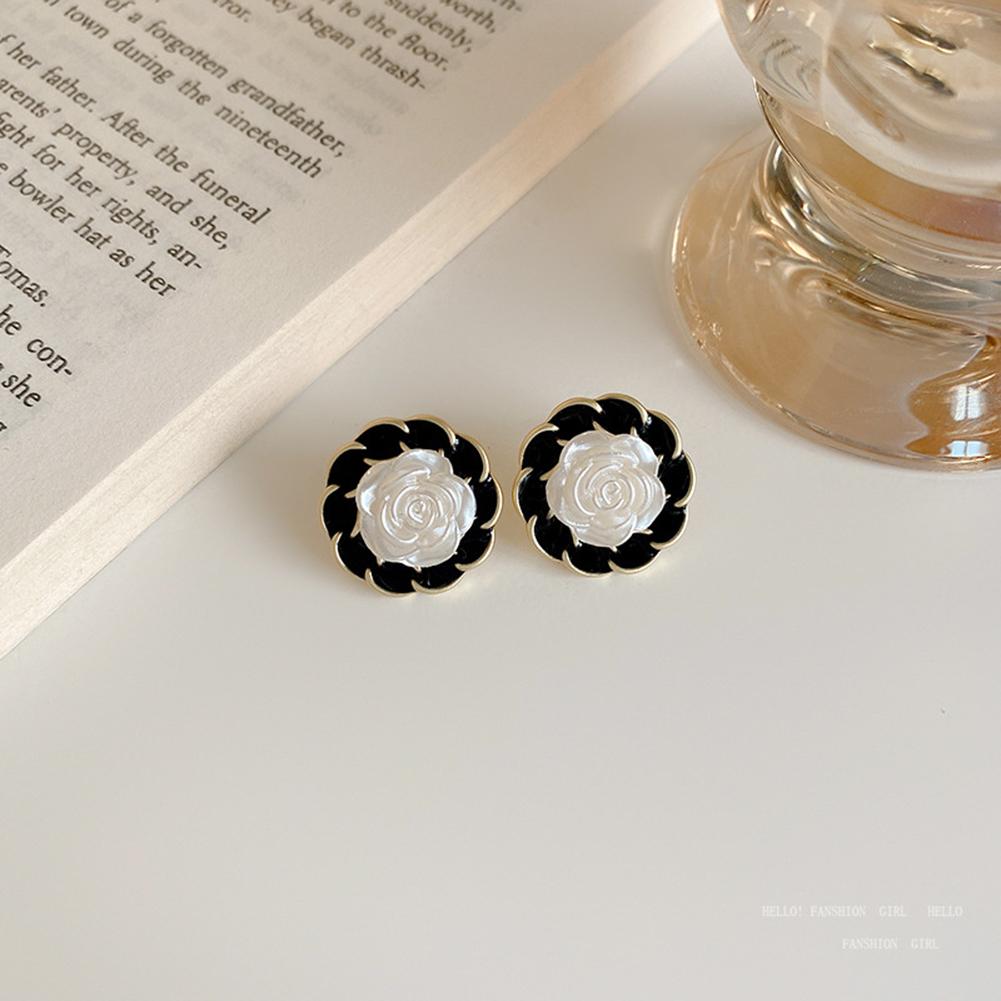 925 Silver Needle Camellia Pearl Earrings For Women Retro Simple Earrings Jewelry Accessories For Girls Gifts