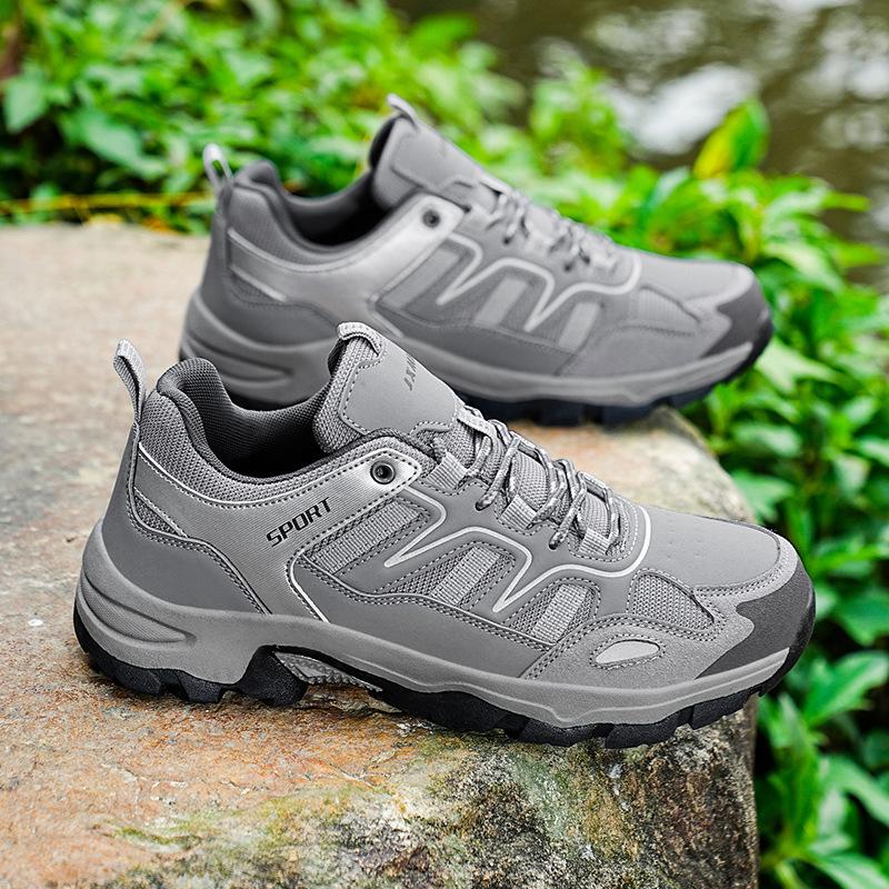 

2025 Direct Outdoor Shoes Four Seasons Hiking Shoes Men s Sneakers Hiking Shoes Women s Large Size Couple Versatile Casual Shoes 46 серый